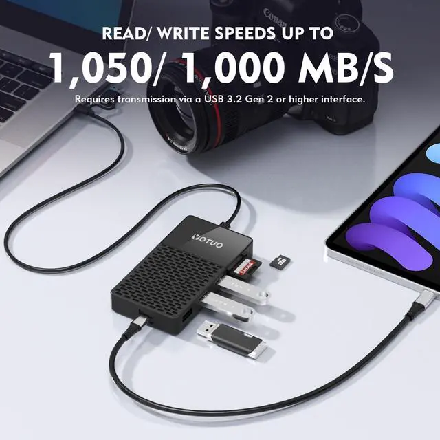 Alt view image 2 of 6 - Portable SSD 1TB, Up to 1050MB/s, USB-C External Solid-State Drive with All-in-One Multi-Port USB 3.2 Hub and SD/TF Card Reader Docking Station with iPhone 17/PC/Laptop/Mac/Windows/Android/iOS.