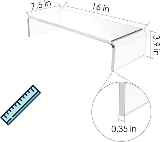 Alt view image 6 of 6 - Acrylic Cat-Proof Laptop Stand & Keyboard Protector - 16" Clear Monitor Riser with Non-Slip Base (Supports 60lbs)