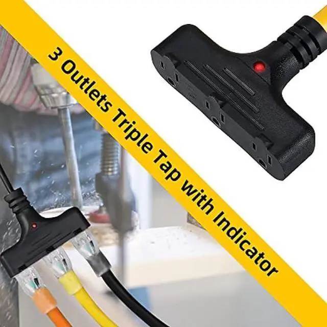 Alt view image 7 of 7 - 30 Ft Retractable Extension Cord Reel with 3 Electrical Power Outlets - 16/3 SJTW Power Cord,10 AMP Circuit Breaker - Ceiling or Wall Mount for Garage,UL Listed,Yellow