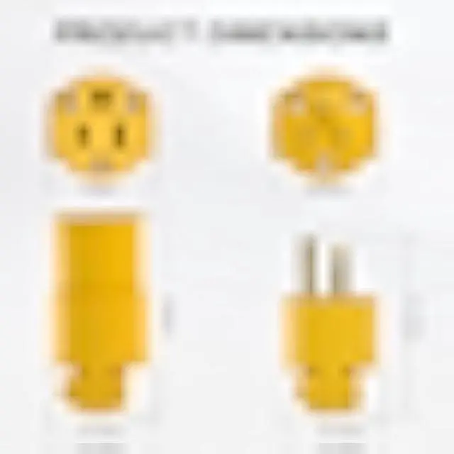 Alt view image 4 of 5 - Extension Cord Ends Male and Female Electrical Replacement Plug & Connector NEMA 5-15P & 5-15R 15A 125V Yellow Shell 2Pole 3Wire Straight Blade Plug Grounding Type,UL Listed.5 Set