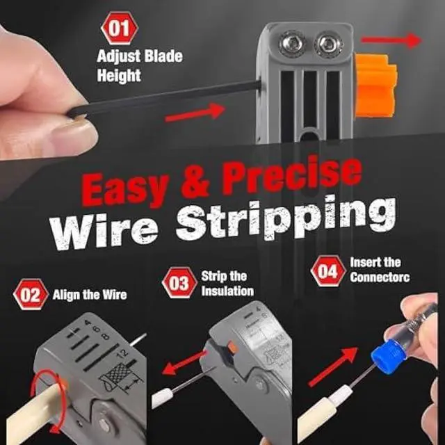 Alt view image 3 of 5 - Coaxial Cable Crimper for RG59, RG6, 3-in-1 Coax Cable Repair Kit with Wire Stripper Adjustable for RG59, RG11, RG7, F-Type RG6 Connector for Satellite TV, Home Theater and Network Cabling (19)