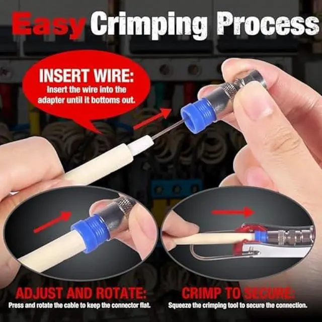 Alt view image 4 of 5 - Coaxial Cable Crimper for RG59, RG6, 3-in-1 Coax Cable Repair Kit with Wire Stripper Adjustable for RG59, RG11, RG7, F-Type RG6 Connector for Satellite TV, Home Theater and Network Cabling (19)