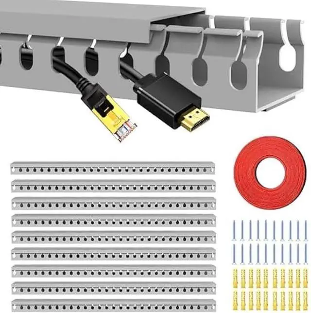 Main image of Alritz Cable Raceway Kit, 138(9x15.4) inch Open Slot Wiring Raceway Duct with Cover Cable Management System to Hide Under Desk/TV/Computer/Power Cords - 15.4 X 1.6 X 0.8 Inch(LWH) (Pack 9)