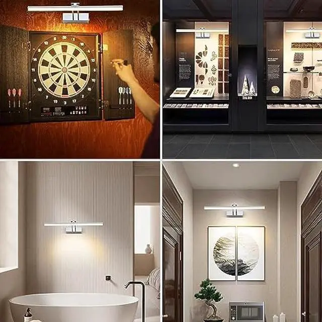 Alt view image 2 of 6 - Battery Picture Light, 16 inch Wireless Picture Light for Painting with Remote,Full Metal Rechargeable Art Light,Wall Sconce Display Lighting for Portrait, Photo Frame,Gallery, (Chrome)