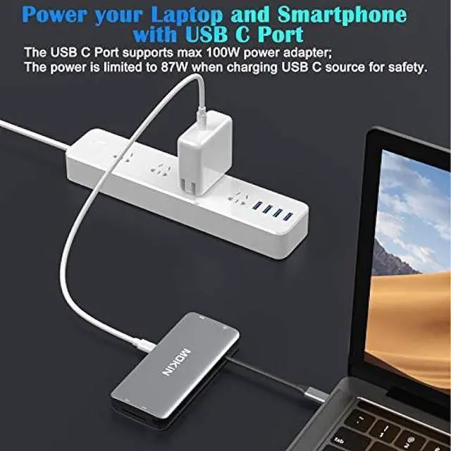 Alt view image 3 of 6 - USB C Hub Multiport Adapter - 10 in 1 Portable Dongle with 4K HDMI, VGA, Ethernet, 3 USB Ports, Audio, PD Charger, SD/Micro SD Card Reader Compatible for MacBook Pro, XPS More Type C Devices.