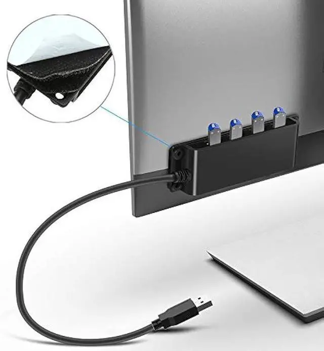 Alt view image 2 of 5 - 4-Port USB 3.0 Portable Desk Hub,Fixable USB Data Hub 3.0 with 3.3ft/100CM Cable for MacBook, Mac Pro/Mini, iMac, XPS, Surface Pro, Notebook PC, USB Flash Drives, Mobile HDD,Computer and More