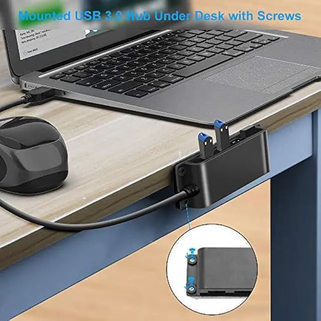 Alt view image 4 of 5 - 4-Port USB 3.0 Portable Desk Hub,Fixable USB Data Hub 3.0 with 3.3ft/100CM Cable for MacBook, Mac Pro/Mini, iMac, XPS, Surface Pro, Notebook PC, USB Flash Drives, Mobile HDD,Computer and More