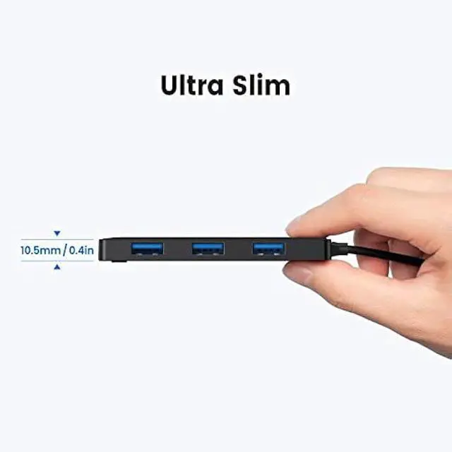 Alt view image 6 of 7 - KEXIN USB Hub 3.0 Ultra Slim USB Splitter 3 Multipot Adapter with Card Reader 2ft Cable Extender Hub for HDD, Keybord, Surface Pro (USB A Port)