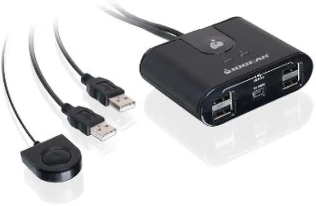 Alt view image 2 of 3 - IOGEAR USB 2.0 2x4 Peripheral Switching Hub - 2 PC Share To 4 USB Devices - Up To 480Mbps - Mobile Devices Charging - Mouse/Keyboard - Printer - Scanner - EX HD - LED Indicators w/Remote - GUS402
