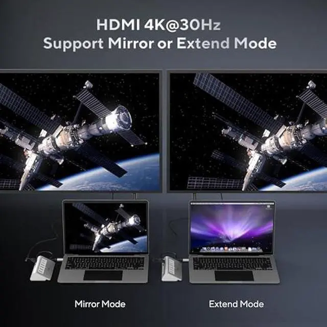 Alt view image 4 of 5 - USB C Hub, 9-in-1 Laptop Docking Station with 3.28FT Cable, USB HUB for Laptop with 4K HDMI, PD 100W, USB-C and 2 USB A 3.0 5Gbps, 2 USB A 2.0, SD/TF Slot for MacBook Air/Pro iPad Type-C Laptop