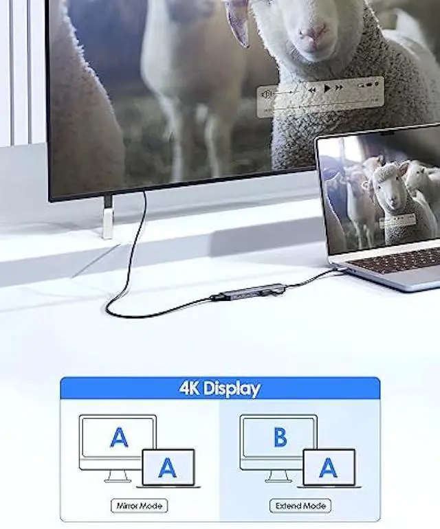 Alt view image 4 of 5 - LENTION USB C Hub, Multiport with 4K HDMI Port, 3xUSB-A Ports, USB-C Data Port, 100W PD Port, Compatible New MacBook Pro/Air, iPhone 15 Pro/Pro Max, Surface, Chromebook, More(CE35s, Gray)