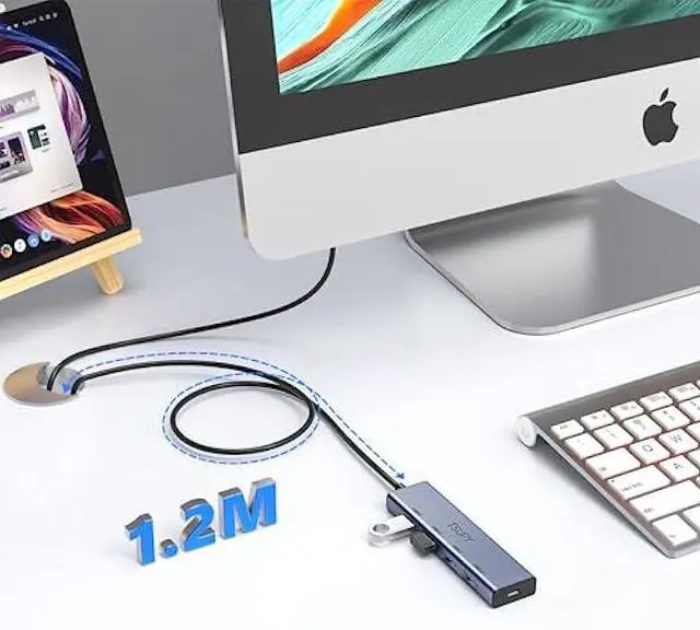 Alt view image 4 of 5 - USB 3.0 HUB, TSUPY USB Splitter with 5 USB Ports and 4ft Extended Cable,Ultra-Slim Aluminium Data Hub Multi USB 3.0 Adapter HUB Compatible for Laptop,MacBook,PC, Printer, Mobile HDD and More