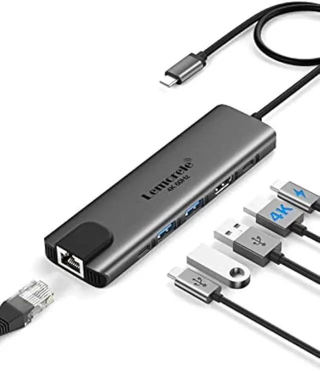 Main image of Lemorele USB-C Hub 6-in-1 with 4K@60Hz HDMI, Gigabit Ethernet,100W Power Delivery, USB-C and 2 USB-A 5 Gbps Data Ports for MacBook Air/Pro, Dell, Hp, XPS, and More