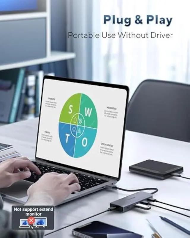Alt view image 5 of 5 - Powered USB Hub 10Gbps, intpw 9-Port USB 3.2 Hub, USB C Hub with USB A/USB C 3.2, 4 USB 3.0, 2 PD 45W Charging Ports, 65W Power Adapter and 3.3FT Cable, Aluminum USB Hub for Laptop, iPhone 16/15, PC