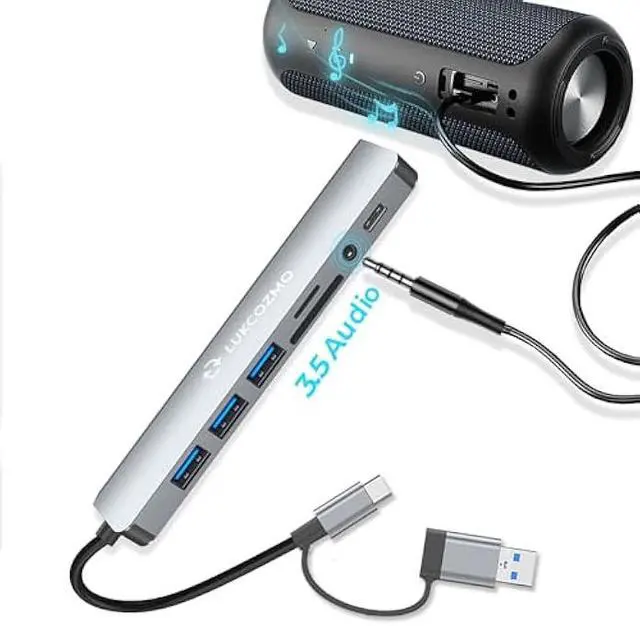 Alt view image 5 of 6 - Updated USB Hub USB C Hub USB Splitter Port Extender 7 in 1 USB 3.0 Hub USB Adapter&USB C Splitter 4 USB 1 USBC TF/SD Card Reader Audio Output Compatible with MacBook/Pad Pro/Dell/HP Laptop/Phones