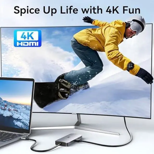 Alt view image 3 of 5 - USB C Adapters for MacBook Pro/Air, Mac Dongle with 3 USB Port, 9 in 1 Macbook Hub to HDMI, RJ45 Ethernet,100W Pd Charging, USB C to SD/TF Card Reader Compatible With Macbook/Dell XPS, Lenovo Thinkpad