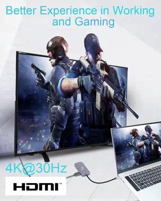 Alt view image 3 of 5 - USB C Hub,8in1 Multiport USB C Docking Station with 3.5mm Audio Jack,4K HDMI,100W PD,TF/SD Card Reader and 3 USB 3.0 Data Ports for PC,DELL/HP Laptops,Mac,MacBook Air/Pro,and More