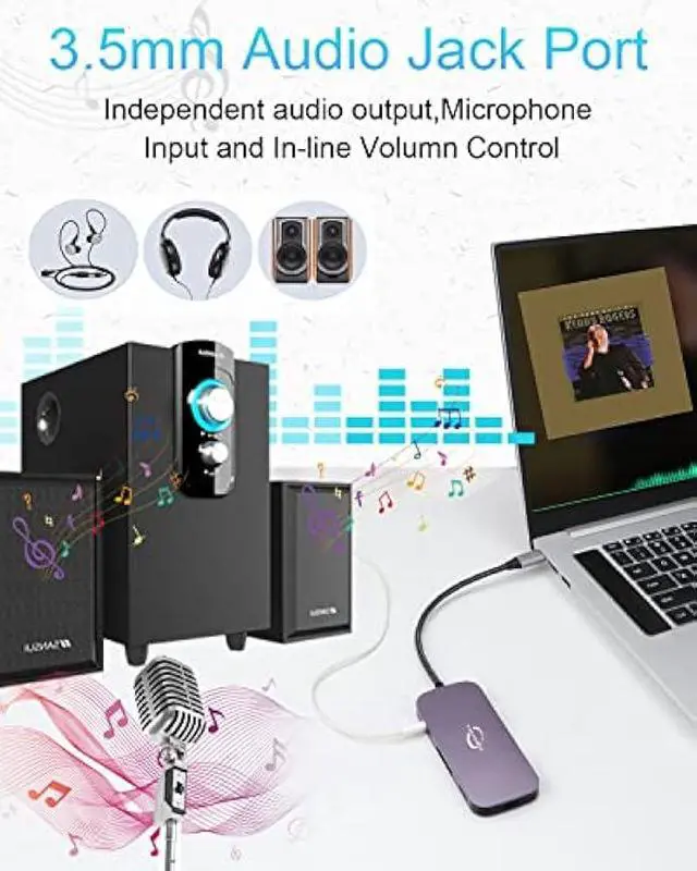 Alt view image 4 of 5 - USB C Hub,8in1 Multiport USB C Docking Station with 3.5mm Audio Jack,4K HDMI,100W PD,TF/SD Card Reader and 3 USB 3.0 Data Ports for PC,DELL/HP Laptops,Mac,MacBook Air/Pro,and More