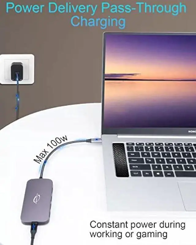 Alt view image 5 of 5 - USB C Hub,8in1 Multiport USB C Docking Station with 3.5mm Audio Jack,4K HDMI,100W PD,TF/SD Card Reader and 3 USB 3.0 Data Ports for PC,DELL/HP Laptops,Mac,MacBook Air/Pro,and More