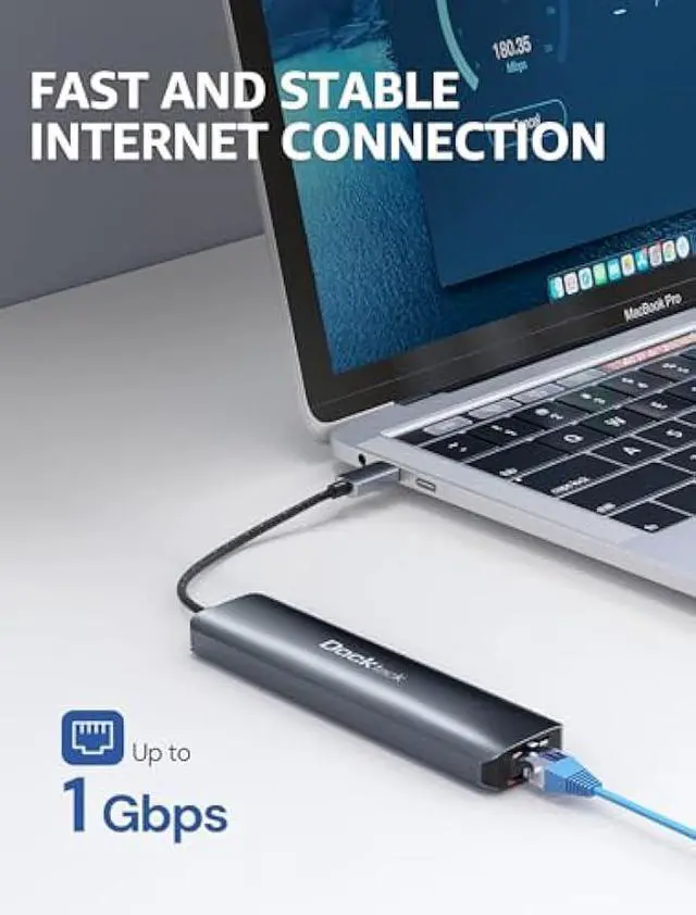 Alt view image 5 of 5 - dockteck 7-in-1 USB C Hub with 4K 60Hz HDMI, 1Gbps Ethernet, 100W Power Delivery, SD/TF Card Slots, USB 3.0 Data Ports for MacBook, iPad Pro, XPS