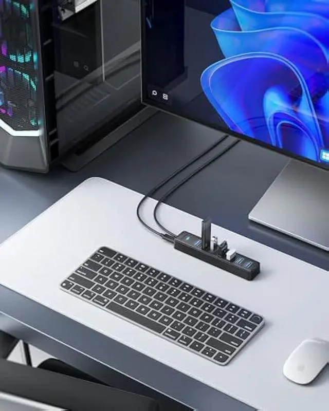 Alt view image 6 of 6 - PHIXERO 7 Port USB Hub, 3.3FT/1M Long Cable USB 3.0 Hub Multi USB Port Hub Adapter Extension USB Splitter USB Hub for PC, Compatible with All USB 3.0/2.0/1.1 Device