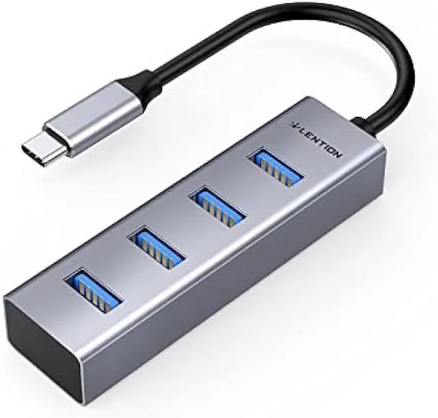 Main image of LENTION 4-in-1 USB C Hub, 4 USB 3.0 Ports, USB C to USB A Multiport Adapter for 2023-2016 MacBook Pro, Mac Air & Surface, iPad Pro, Chromebook, More, Stable Driver Certified (CB-C22s, Space Gray)