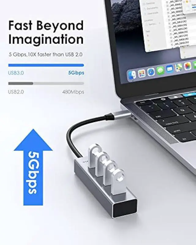 Alt view image 2 of 5 - LENTION 4-in-1 USB C Hub, 4 USB 3.0 Ports, USB C to USB A Multiport Adapter for 2023-2016 MacBook Pro, Mac Air & Surface, iPad Pro, Chromebook, More, Stable Driver Certified (CB-C22s, Space Gray)