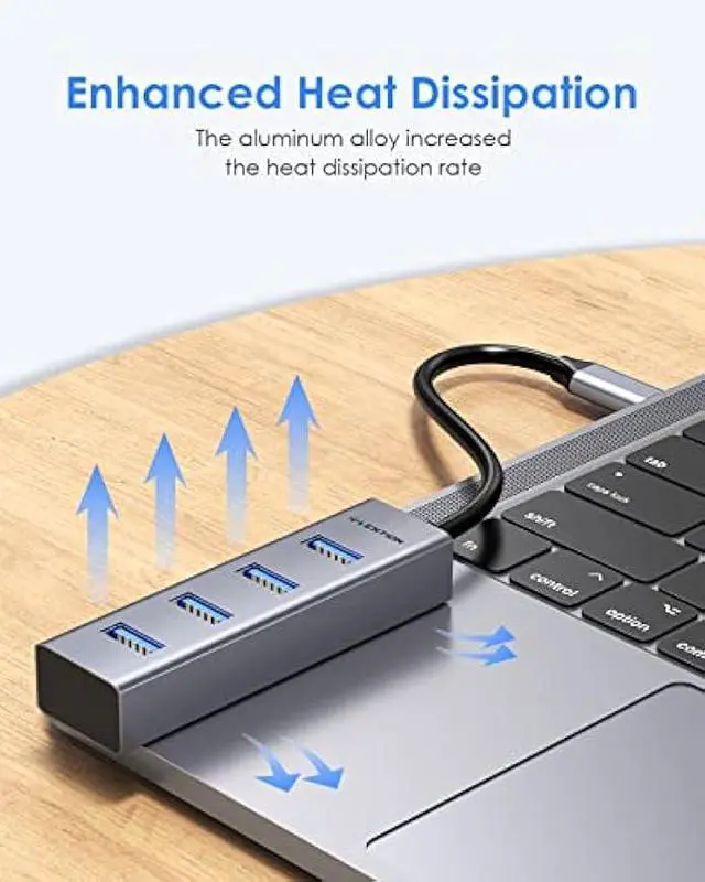 Alt view image 5 of 5 - LENTION 4-in-1 USB C Hub, 4 USB 3.0 Ports, USB C to USB A Multiport Adapter for 2023-2016 MacBook Pro, Mac Air & Surface, iPad Pro, Chromebook, More, Stable Driver Certified (CB-C22s, Space Gray)