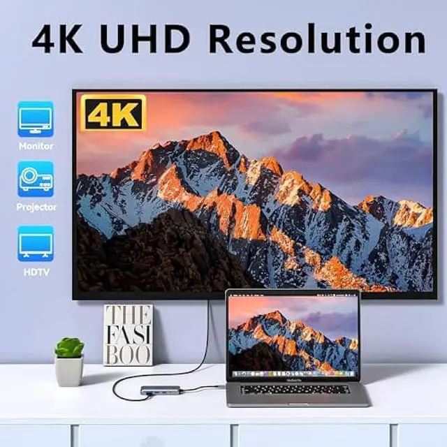 Alt view image 3 of 5 - USB C Hub Type C Multiport Adapter for MacBook Pro/Air, 10 in 1 Mac Dongle with HDMI, Ethernet, VGA, PD Port, 3 USB 3.0, SD/TF Card Reader and Mic/Audio for Windows Type C Laptops