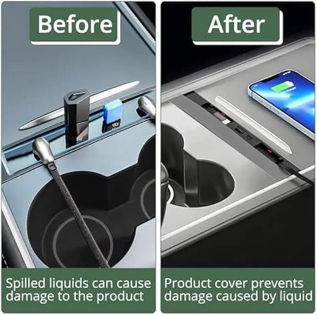 Alt view image 4 of 5 - EYPINS USB Hub Suitable for Tesla,Retractable Hub Docking Station for Tesla Model 3/Y 2021-2023,Fast Charge Cable Adapter,2pcs Type-C Retractable Cables,Center Console USB Hub Interior