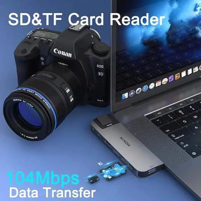 Alt view image 5 of 5 - MOKiN USB C Multiport Adapter Hub Mac Dongle for MacBook Pro/Air with 4K HDMI Port, Gigabit ethernet, 2 USB, TF/SD Card Reader, USB-C 100W PD and Thunderbolt 3