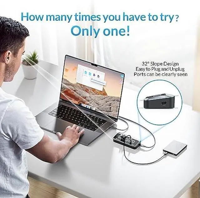 Alt view image 2 of 5 - USB Hub for Laptop, SETMSPACE USB Splitter with 7 Port USB 3.2 10Gbps Transfer, USB Port Hub with 2 in 1 Cable 19in, Multiple USB Port for Laptop, iMac, MacBook, Dell, Xbox