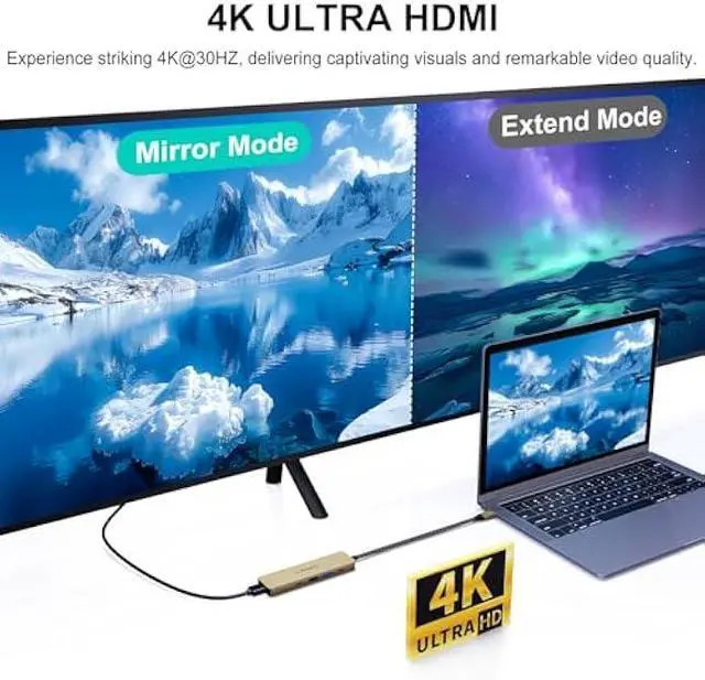 Alt view image 2 of 5 - USB-C Hub with 4K HDMI Display, Laptops Docking Station 5-in-1 Multiport Adapter, 100W PD, 2 USB-A Ports and 1 USB-A Port for MacBook Pro/Air, iPad Pro, iMac, iPhone 15 Pro/Pro Max, XPS, Thinkpad