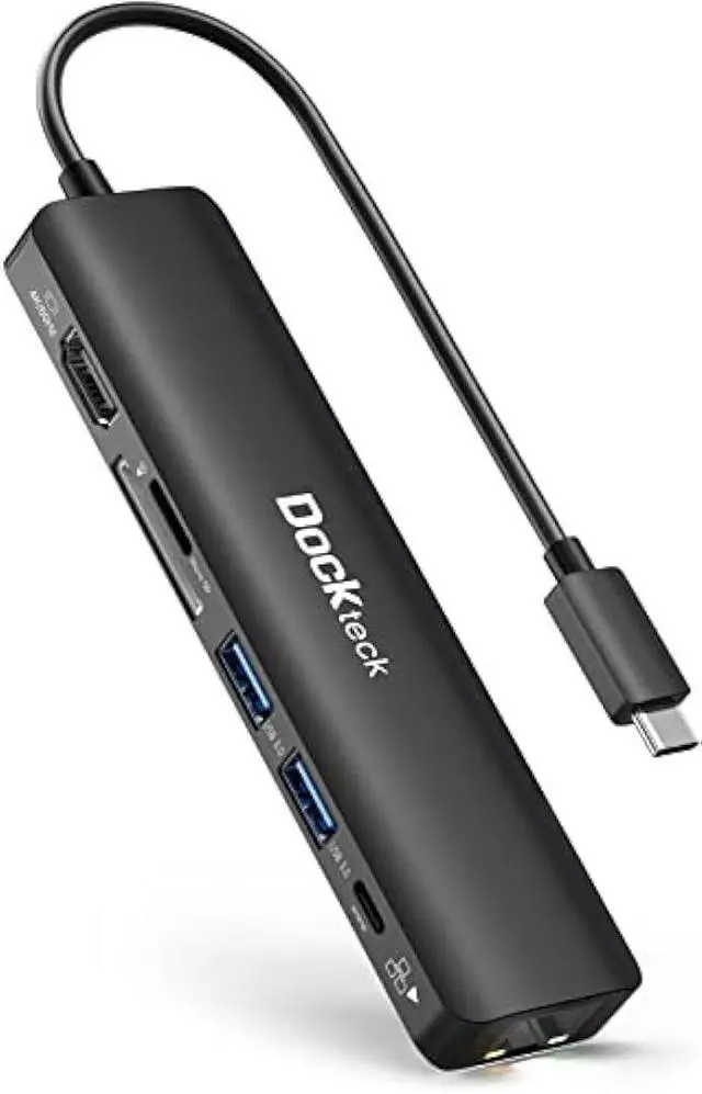 Main image of USB C Hub 4K 60Hz, Dockteck 7-in-1 USB C PD Ethernet Hub Dongle with 4K 60Hz HDMI, 1Gbps Ethernet, 100W PD, 2 USB 3.0, SD/Micro SD for MacBook Air/Pro M1 2020, iPad Pro 2021, iPad mini 6 and More