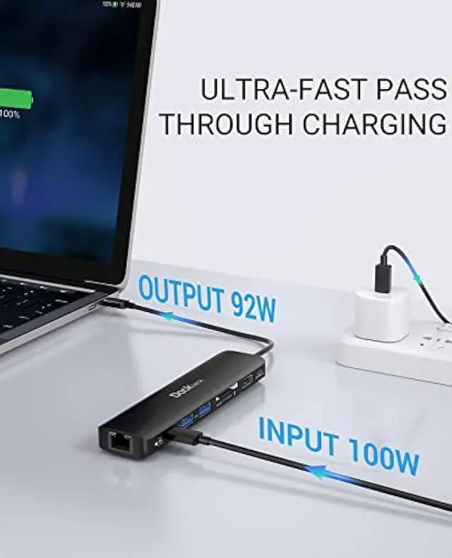Alt view image 5 of 5 - USB C Hub 4K 60Hz, Dockteck 7-in-1 USB C PD Ethernet Hub Dongle with 4K 60Hz HDMI, 1Gbps Ethernet, 100W PD, 2 USB 3.0, SD/Micro SD for MacBook Air/Pro M1 2020, iPad Pro 2021, iPad mini 6 and More