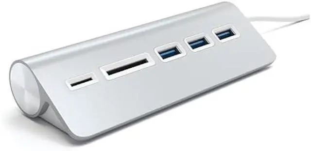 Alt view image 2 of 5 - Satechi Aluminum USB 3.0 Hub & Card Reader - Compatible with MacBook Pro, MacBook, iMac, Surface Pro, Dell XPS and More (Silver)