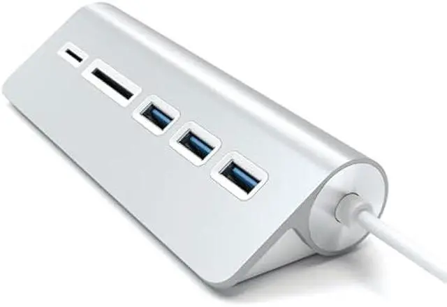 Alt view image 4 of 5 - Satechi Aluminum USB 3.0 Hub & Card Reader - Compatible with MacBook Pro, MacBook, iMac, Surface Pro, Dell XPS and More (Silver)