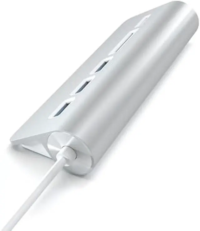 Alt view image 3 of 5 - Satechi Aluminum USB 3.0 Hub & Card Reader - Compatible with MacBook Pro, MacBook, iMac, Surface Pro, Dell XPS and More (Silver)