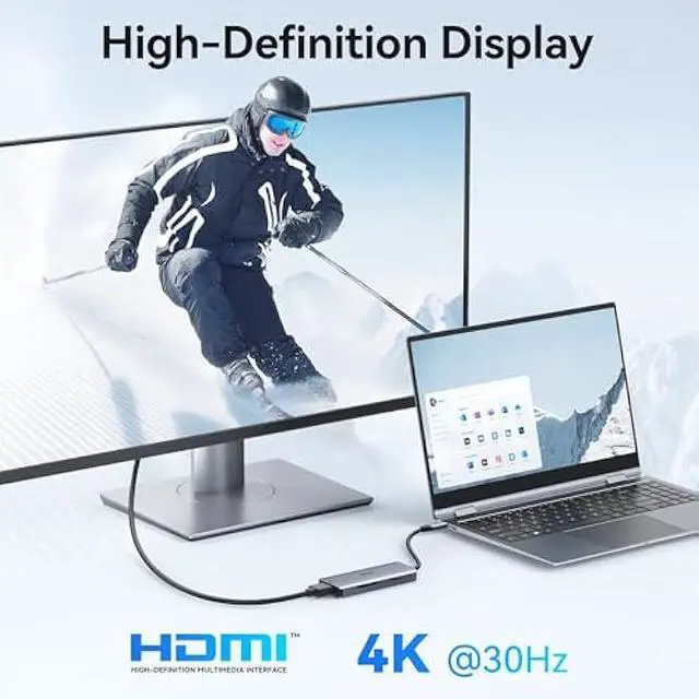 Alt view image 3 of 5 - USB-C Hub Multiport Adapter for MacBook Air/Pro - 6 in 1 HDMI Dongle with 4K, USB 3.0 Ports, SD/TF Card Reader for MacBook m1/m2/m3/m4, Dell XPS, HP, Lenovo, Surface and Other Type-C Devices