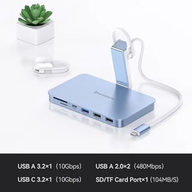 Alt view image 2 of 6 - Minisopuru iMac Accessories for i Mac M1/M3/M4, USB C Hub for iMac 2021/2023/2024 with USB A/C 10Gbps, SD/TF, USB C Adapter Compatible with i-Mac 24 inch and Studio Display 27 Inches, Blue.