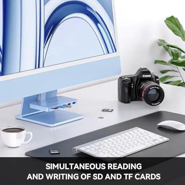 Alt view image 4 of 6 - Minisopuru iMac Accessories for i Mac M1/M3/M4, USB C Hub for iMac 2021/2023/2024 with USB A/C 10Gbps, SD/TF, USB C Adapter Compatible with i-Mac 24 inch and Studio Display 27 Inches, Blue.