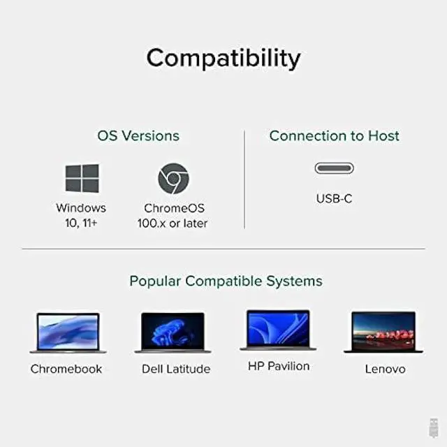 Alt view image 5 of 5 - Plugable 11-in-1 USB-C Hub, 100W USB-C Pass-Through, Laptop Docking Station Dual Monitor, 4K 60Hz HDMI, Compatible with Thunderbolt, Windows, Chromebooks, Displays Mirrored on Mac