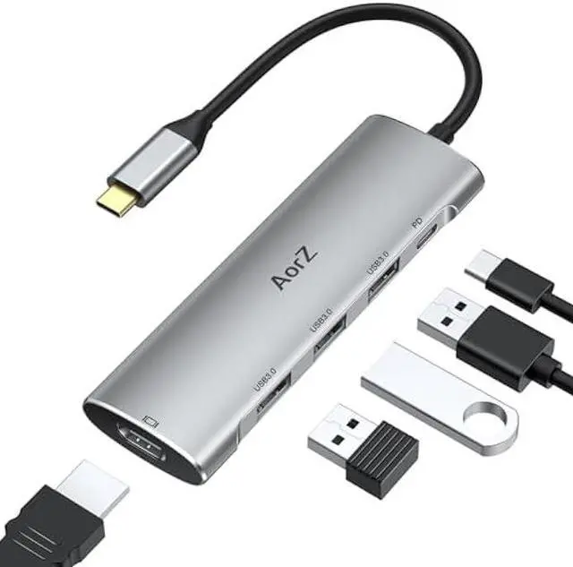 Main image of USB C Hub,USB C Hub Multiport Adapter 4K@60Hz AorZ 5 in 1 USBC to Hdmi Adapter with 1 * 4K HDMI Output, 3*USB 3.0 Ports,1*PD, Adapter for MacBook,Steam Deck and Most Type C Devices
