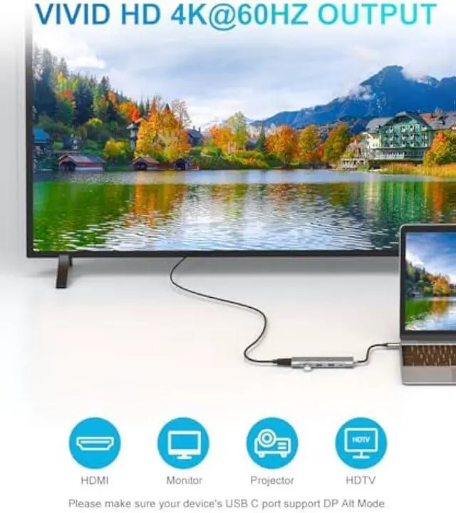 Alt view image 3 of 5 - USB C Hub,USB C Hub Multiport Adapter 4K@60Hz AorZ 5 in 1 USBC to Hdmi Adapter with 1 * 4K HDMI Output, 3*USB 3.0 Ports,1*PD, Adapter for MacBook,Steam Deck and Most Type C Devices