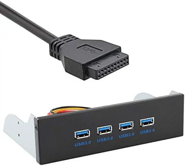 Main image of JSER USB 3.0 HUB 4 Ports HUB Front Panel to Motherboard 20Pin 19Pin Header Connector Cable Compatible for 5.25 CD-ROM Bay
