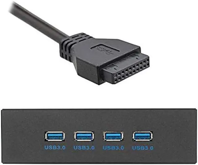 Alt view image 5 of 5 - JSER USB 3.0 HUB 4 Ports HUB Front Panel to Motherboard 20Pin 19Pin Header Connector Cable Compatible for 5.25 CD-ROM Bay