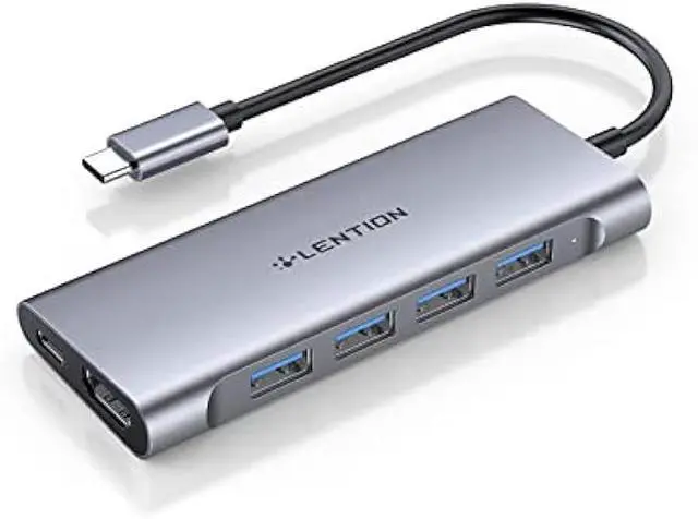 Main image of LENTION USB-C Multi-Port Hub with 4K HDMI Output, 100W PD, 4 USB 3.0 5Gbps Compatible 2024-2016 MacBook Pro, New Mac Air & Surface, Chromebook, iPhone 15, More, Stable Driver Adapter (C35, Space Gray)