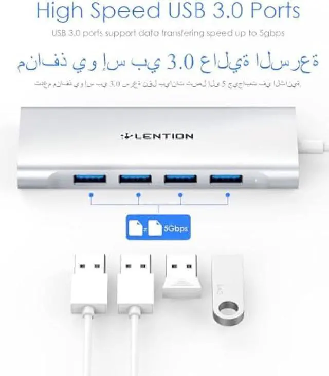 Alt view image 5 of 5 - LENTION USB-C Multi-Port Hub with 4K HDMI Output, 100W PD, 4 USB 3.0 5Gbps Compatible 2024-2016 MacBook Pro, New Mac Air & Surface, Chromebook, iPhone 15, More, Stable Driver Adapter (C35, Space Gray)