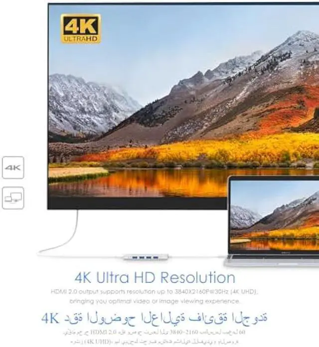 Alt view image 4 of 5 - LENTION USB-C Multi-Port Hub with 4K HDMI Output, 100W PD, 4 USB 3.0 5Gbps Compatible 2024-2016 MacBook Pro, New Mac Air & Surface, Chromebook, iPhone 15, More, Stable Driver Adapter (C35, Space Gray)