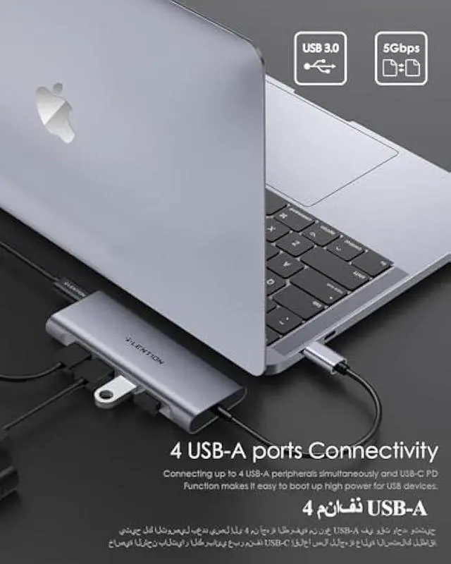 Alt view image 3 of 5 - LENTION USB-C Multi-Port Hub with 4K HDMI Output, 100W PD, 4 USB 3.0 5Gbps Compatible 2024-2016 MacBook Pro, New Mac Air & Surface, Chromebook, iPhone 15, More, Stable Driver Adapter (C35, Space Gray)